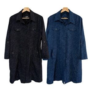 D&G Dolce & Gabbana Vintage Jacquard Shirt Coat Dress Bundle Blue Gray IT 46